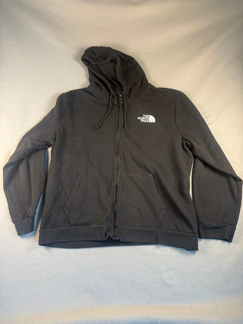 The North Face Hoodie Mens 2XL Black Full Zip Fleece Circular Design Sweatshirt